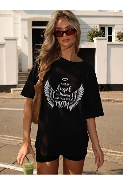 Generic Brand Angel Mom in Heaven with Wings and Halo,women's t-shirt,premium...