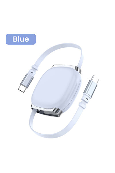 Choice1 1m Blue PD100W USB C to USB C Fast Charging Retractable Data Cable Fo...