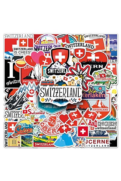 Choice 50PCS 50PCS Switzerland Travel Stickers Waterproof Alps & Swiss Flag D...