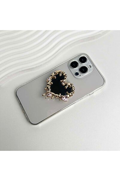 choice2 Heart-Golden Loving Heart Cosmetic Mirror Mobile Phone Socket Grip Ho...