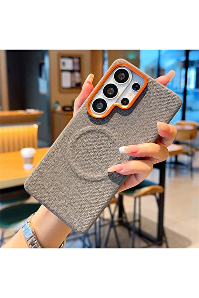 Choice16 Galaxy S26 Ultra Gray Luxury Solid Color Fabric Magnetic Phone Case ...