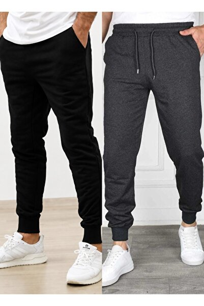TORUK MAKTO Set of 2 Unisex Ribbed Leg Sweatpants Jogger Comfortable Fit Dail...