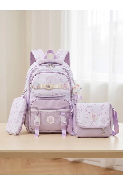 Butik Lila Okul Çantası Seti 3'lü