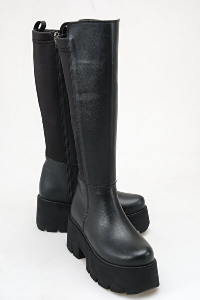 Solo Bag Women's Daily High Wedge Sole Scuba Fabric Flat Heeled Boots