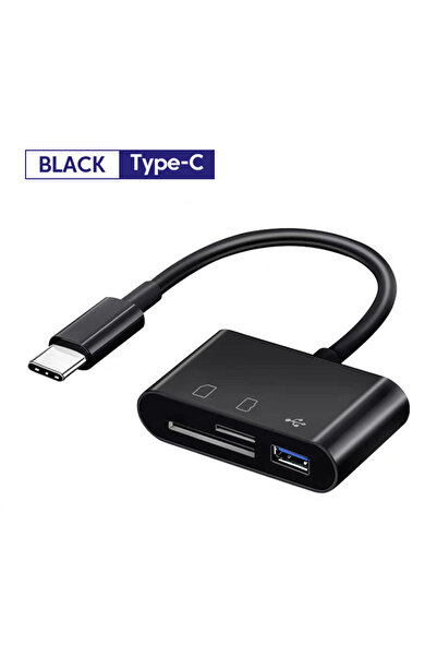 Choice1 Black 3 In 1 Type C OTG Adapter USB 2.0 Hub Converter Multi Port TF S...