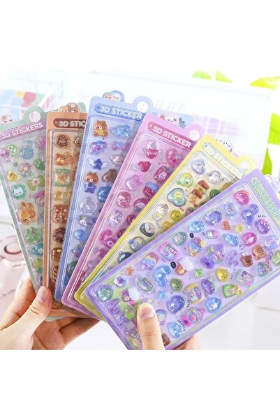 Choice all in 300Pcs/50pc Kawaii Cartoon 3D Relief Sticker Cute Crystal Jelly...