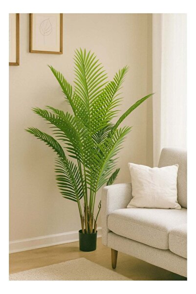 DRAMA HOME Luxury Artificial Palm Tree, 140 cm high – Natural Green Leaves fo...