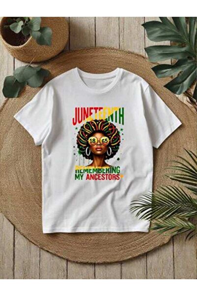 4CR Women's 1865-Themed T-Shirt, "Honoring Our Ancestors" Print Crew-Neck Sho...