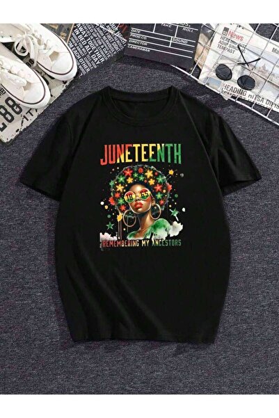 23ERVA Women's Juneteenth 1865 Funny Print Crewneck Short Sleeve T-Shirt – Ne...