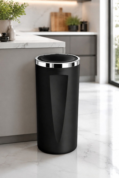 Nandy Home Lenox Döner Kapaklı 35 LT Krom Çerçeveli Plastik Çöp Kovası
