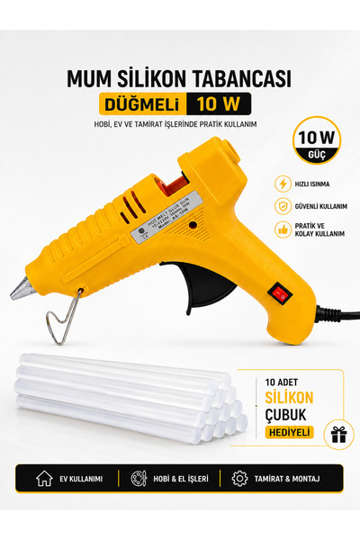 YANARLAR 10 W Düğmeli Elektrikli Mum Silikon Tabancası Sıcak Silikon Uygulama...