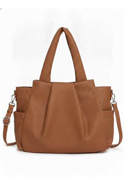 MILANO COLLECTION Geantă damă tip shopper plisată, piele ecologică, baretă de...