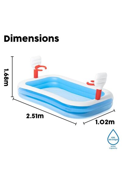 Generic Kids Inflatable Paddling Pool 251x168x102cm With Basketball Hoop Summ...