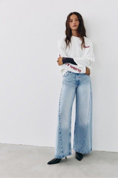 Pull & Bear Kemer köprülü süper geniş paça jean