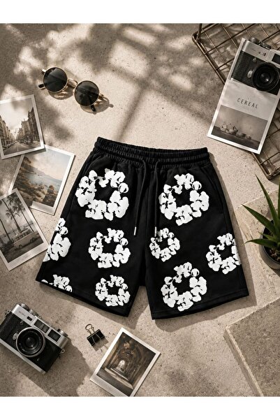 Ryam Mooda Oversize Shorts - 3D Puff Fluffy Floral Printed Cotton Combed Shorts