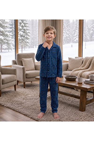 zahider Boy's Cotton Buttoned Long Sleeve Soft Pajama Set