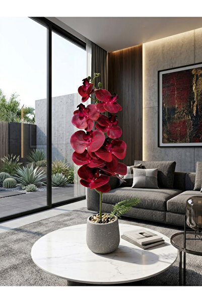 co arma Artificial Orchid Flower with Glass Vase Beautiful and Exquisite Shap...