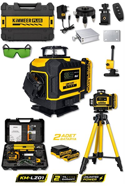 KİMMEER PLUS 360° 16 Köşe Otomatik Hizalama Tripod'lu Lazer Metre Hizalama