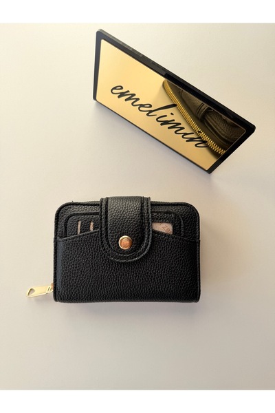 emelimin Women's Black Wallet with Removable Card Holder and Snap Closure, Mu...