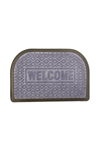 Casa Plastor Welcome semi-oval carpet doormat grey 60x40 cm