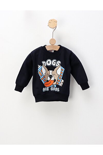 MiniKids Bluza plusat Dogs Are Cool, bleumarin