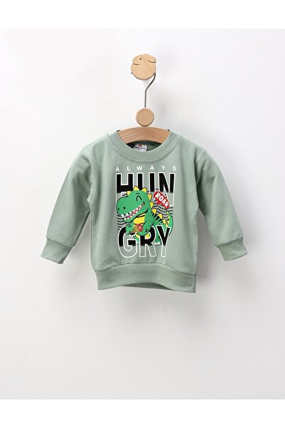 MiniKids Bluza plusata Always Hungry, verde