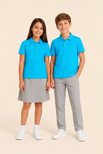 The Clover Unisex Turquoise 100% Cotton Polo Collar Short Sleeve T-Shirt for ...