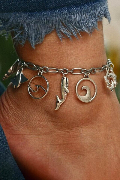 VeeShop Bratara de glezna cu scoici, melci, stea de mare, balena, delfini