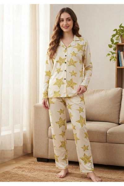 Chordi Women's Chick Patterned Front Buttoned Shirt Collared 100% Cotton Mila...