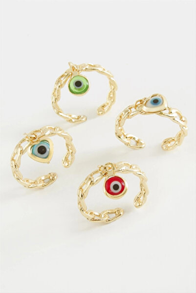 Mercansa Evil Eye Chain Shaped Metal Ring