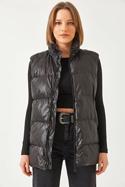 Efnaz style Women's Zippered Double Pocket Black Vest