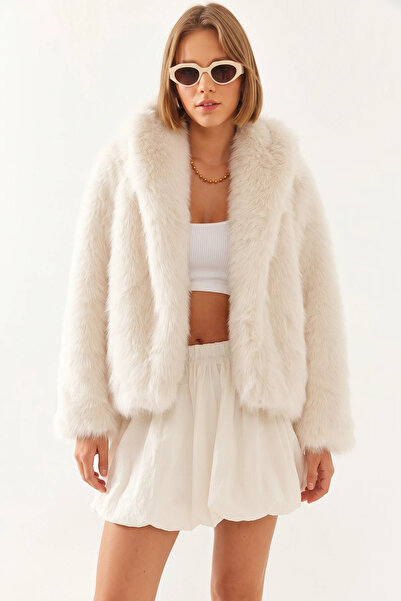 Efnaz style Women's Faux Fur Beige Jacket