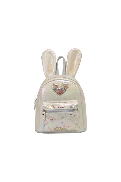 Zen Store Pearl White Bunny Ear Backpack for Girls | Iridescent Glitter Schoo...