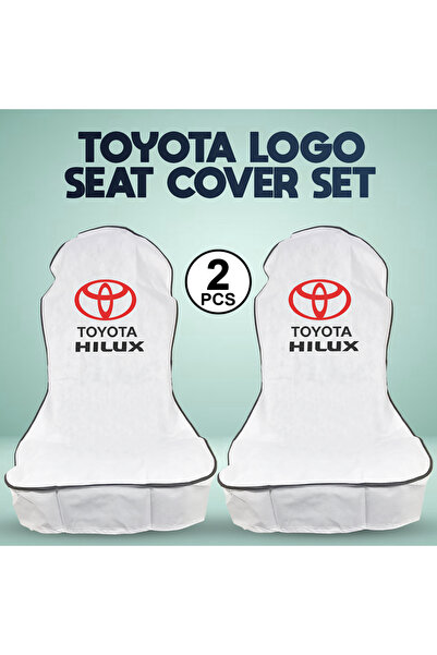Toyota Hilux قطعتان من أغطية المقاعد الأمامية البيضاء المزينة بالشعار، واقي ع...