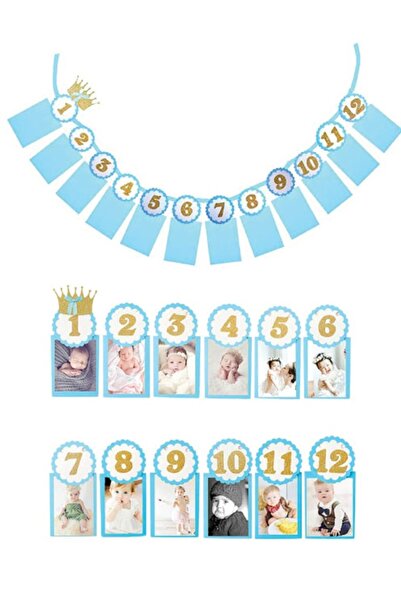 Big Party Paper Banner 12 Month Pennant Banner Crowned Blue