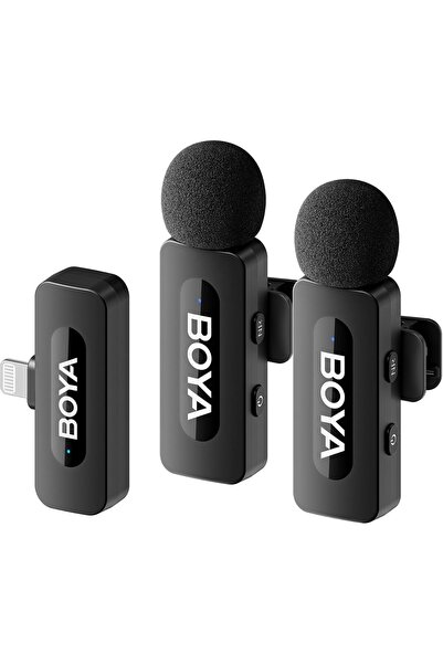 BOYA Microfon Lavalier Wireless BY-V2 (2TX+1RX) pentru iPhone, Microfon Mini ...
