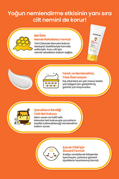 Atopalm Çocuklar İçin Yoğun Nemlendirici ve Besleyici Yüz Losyonu Honey Face Lotion Kids