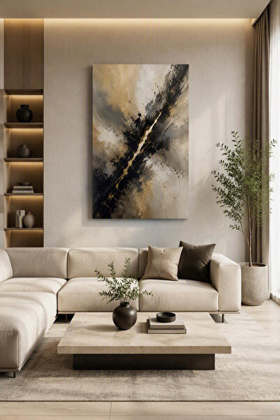 Mushen Studio Bej Gri Negru Peisaj abstract Pictură pe pânză Pictură murală m...