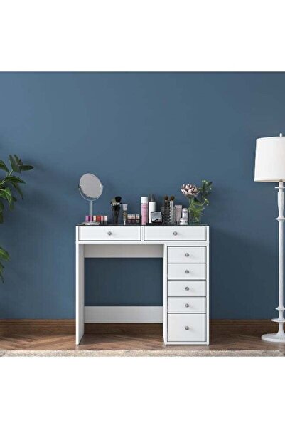 Home Canvas Flux Minimalist Vanity Glass-Top + 7 Drawers