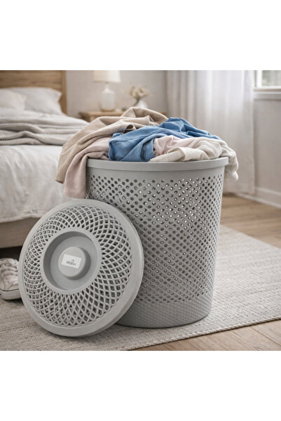Generic Brand Lead Round Laundry Basket with Lid-Am182 - 1 Piece