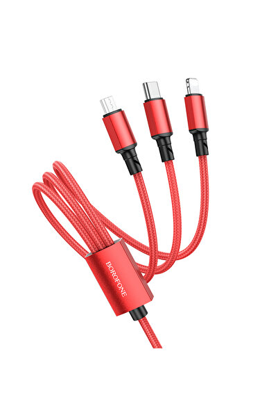 Borofone BX72 Καλώδιο 3 σε 1 USB σε Lightning / Type-C / micro USB Καλώδιο Φό...
