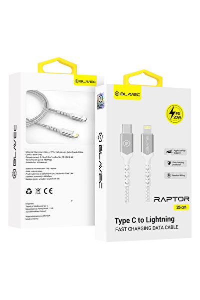Blavec Raptor Πλεγμένο Καλώδιο Δεδομένων και Γρήγορης Φόρτισης 20W Apple CarP...