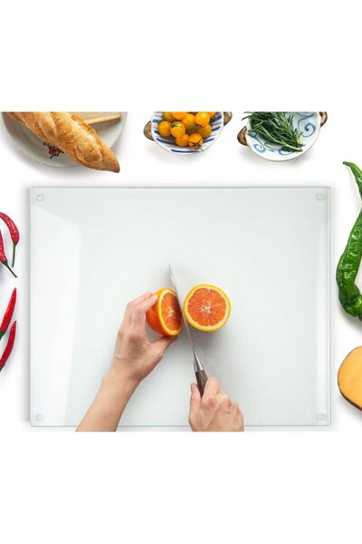 MODERN Kitchenville Glass Cutting Board 20”x16”: Tempered Glass Kitchen Count...