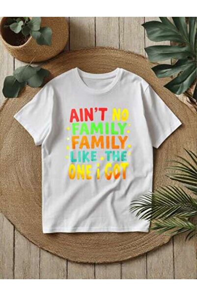 25W Green Short-Sleeve T-Shirt With Family-Themed Printed Text | Casual Every...