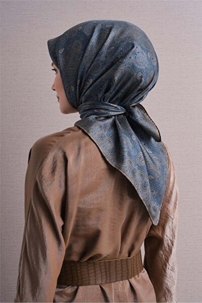 Armine Sura Silk Scarf Indigo, Gold