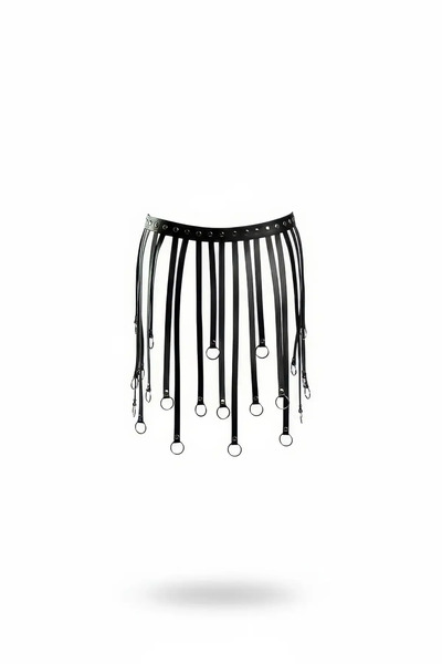 Angels Passion Black Faux Leather Harness Skirt with Metal Rings