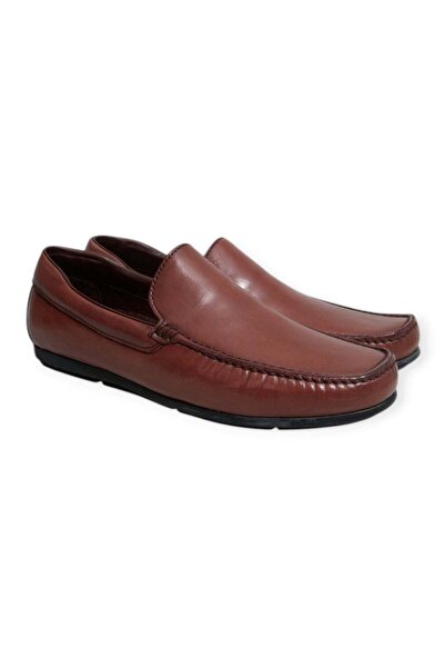 FRANCO CALVANI Brown Laceless Genuine Leather Men's Shoes