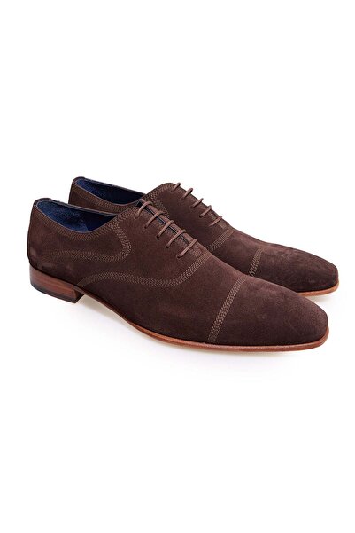 FRANCO CALVANI Brown Lace-Up Genuine Leather Suede Men's Shoes