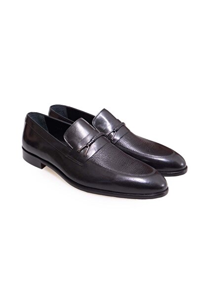 FRANCO CALVANI Black Color Laceless Genuine Leather Men's Shoes