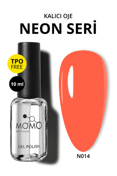MOMO professional Kalıcı Oje N014, Neon Kırmızılı Açık Floresan Turuncu, 10 ml